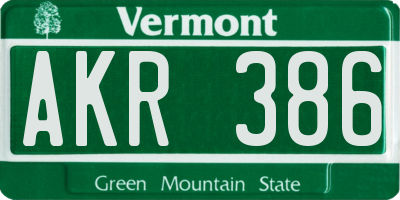 VT license plate AKR386