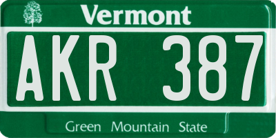 VT license plate AKR387