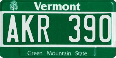 VT license plate AKR390