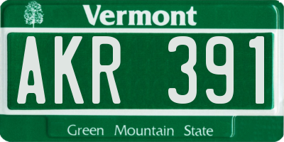 VT license plate AKR391