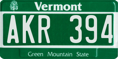 VT license plate AKR394