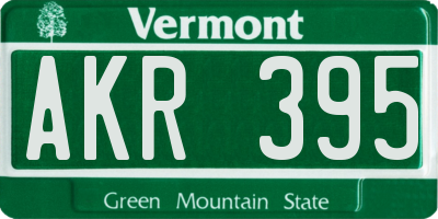 VT license plate AKR395