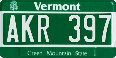 VT license plate AKR397