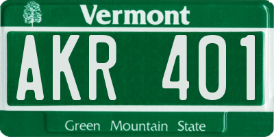 VT license plate AKR401