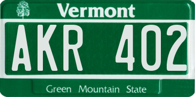 VT license plate AKR402