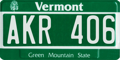 VT license plate AKR406