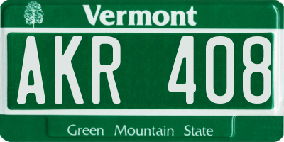 VT license plate AKR408