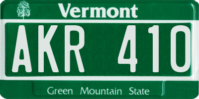 VT license plate AKR410