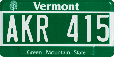 VT license plate AKR415