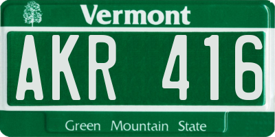 VT license plate AKR416