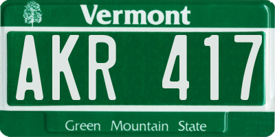 VT license plate AKR417
