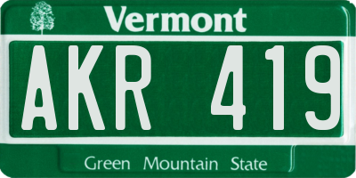 VT license plate AKR419