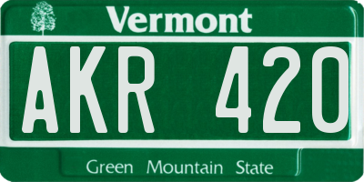 VT license plate AKR420