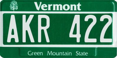 VT license plate AKR422