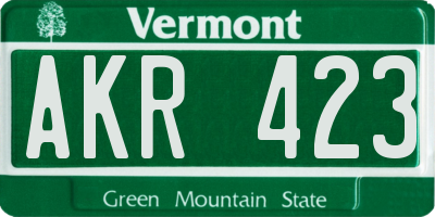 VT license plate AKR423
