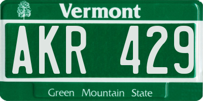 VT license plate AKR429