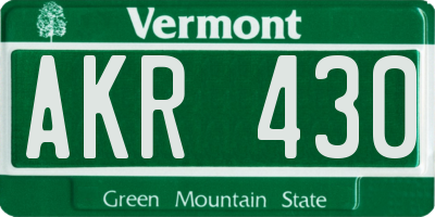 VT license plate AKR430