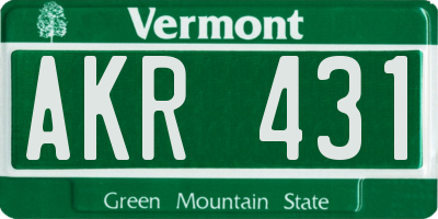 VT license plate AKR431