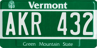 VT license plate AKR432