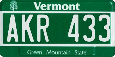 VT license plate AKR433