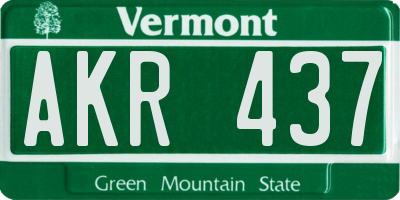 VT license plate AKR437