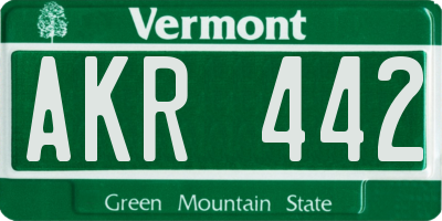 VT license plate AKR442
