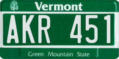 VT license plate AKR451