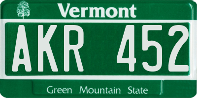 VT license plate AKR452