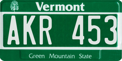 VT license plate AKR453