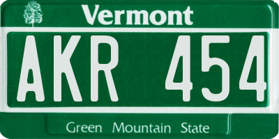 VT license plate AKR454