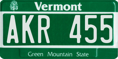 VT license plate AKR455