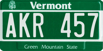 VT license plate AKR457