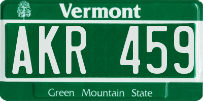 VT license plate AKR459