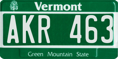 VT license plate AKR463