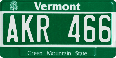 VT license plate AKR466