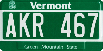 VT license plate AKR467