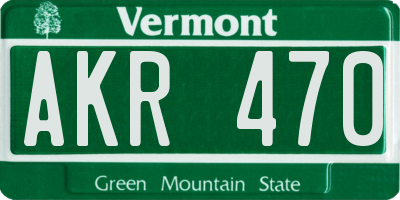 VT license plate AKR470