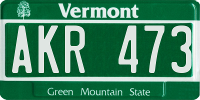 VT license plate AKR473