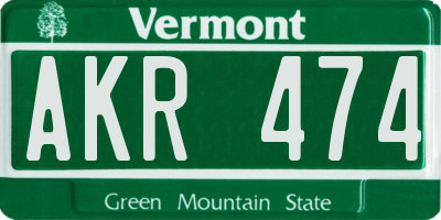 VT license plate AKR474