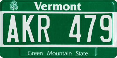 VT license plate AKR479