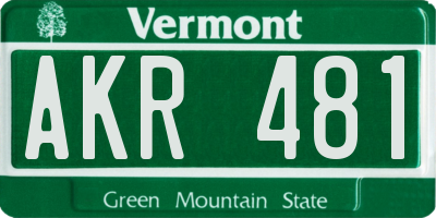 VT license plate AKR481