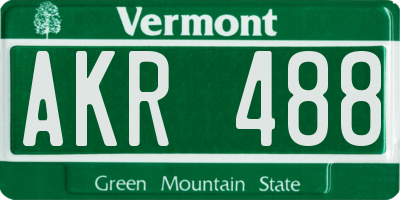 VT license plate AKR488