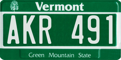 VT license plate AKR491