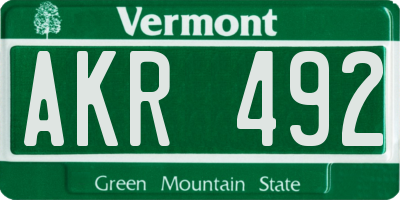 VT license plate AKR492