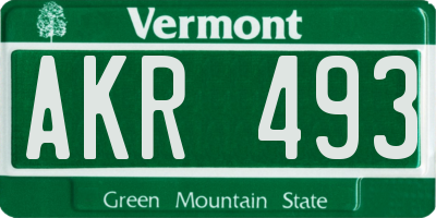 VT license plate AKR493