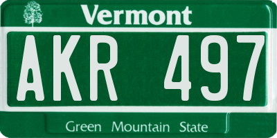 VT license plate AKR497