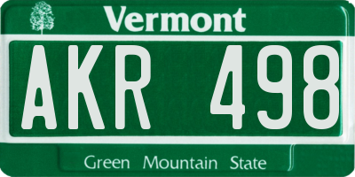 VT license plate AKR498