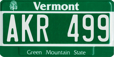 VT license plate AKR499