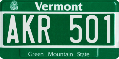 VT license plate AKR501