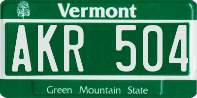 VT license plate AKR504
